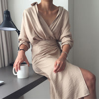 Chic V Neck Wrap Dress