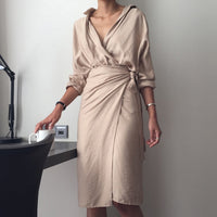 Chic V Neck Wrap Dress