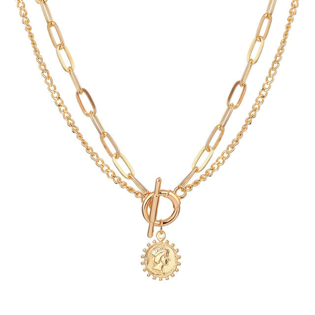 Thick Chain Toggle Clasp Gold Necklace