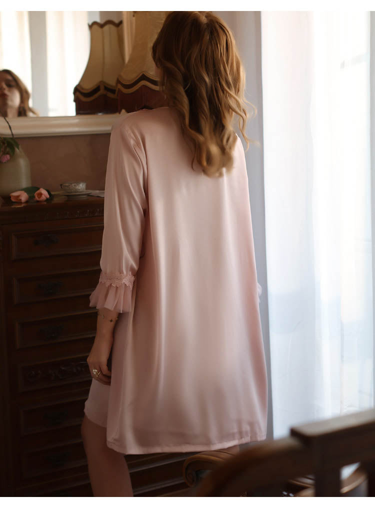 Silk Embroidery Lace Nightdress