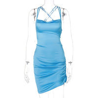 Satin Strap Ruched Mini Dress