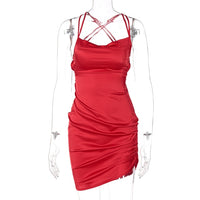 Satin Strap Ruched Mini Dress