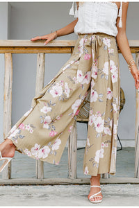 Printed Wide Leg Ruffled Pants