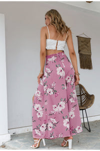 Printed Wide Leg Ruffled Pants