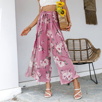 Printed Wide Leg Ruffled Pants