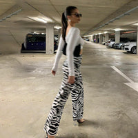 Zebra Print Wide Leg Pants