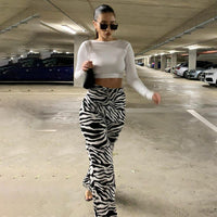 Zebra Print Wide Leg Pants