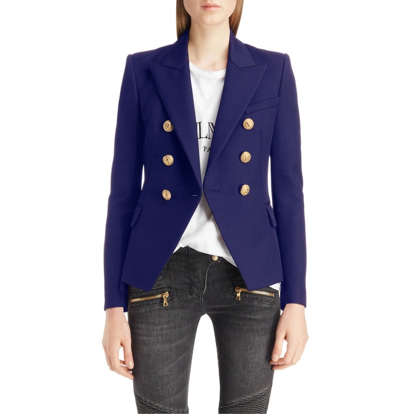 Notched Neck Solid Blazer