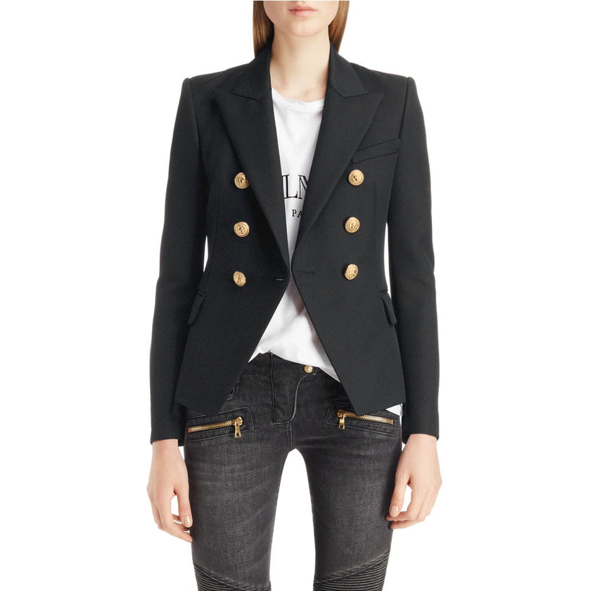 Notched Neck Solid Blazer