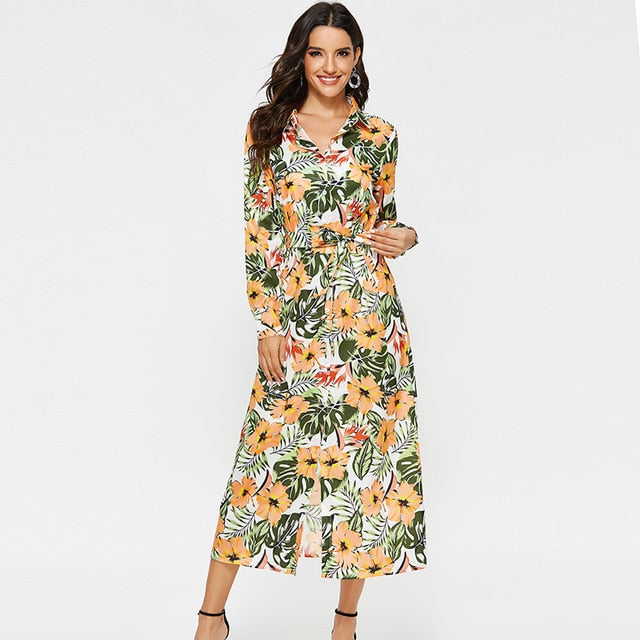 Vintage Floral Print Dress