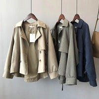 Double Breasted Long Sleeve Trench Coat