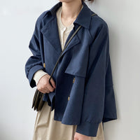 Double Breasted Long Sleeve Trench Coat