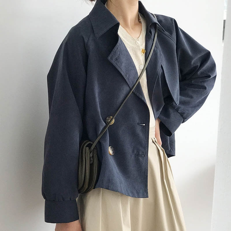 Double Breasted Long Sleeve Trench Coat