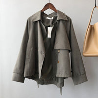 Double Breasted Long Sleeve Trench Coat