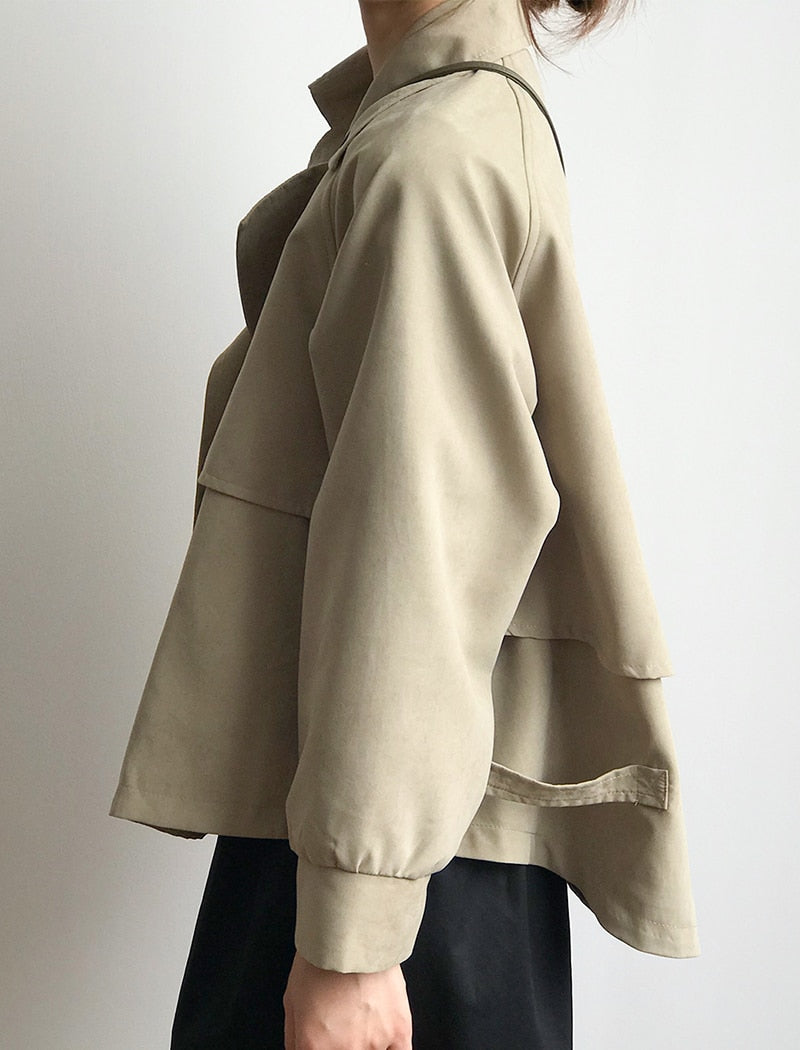 Double Breasted Long Sleeve Trench Coat