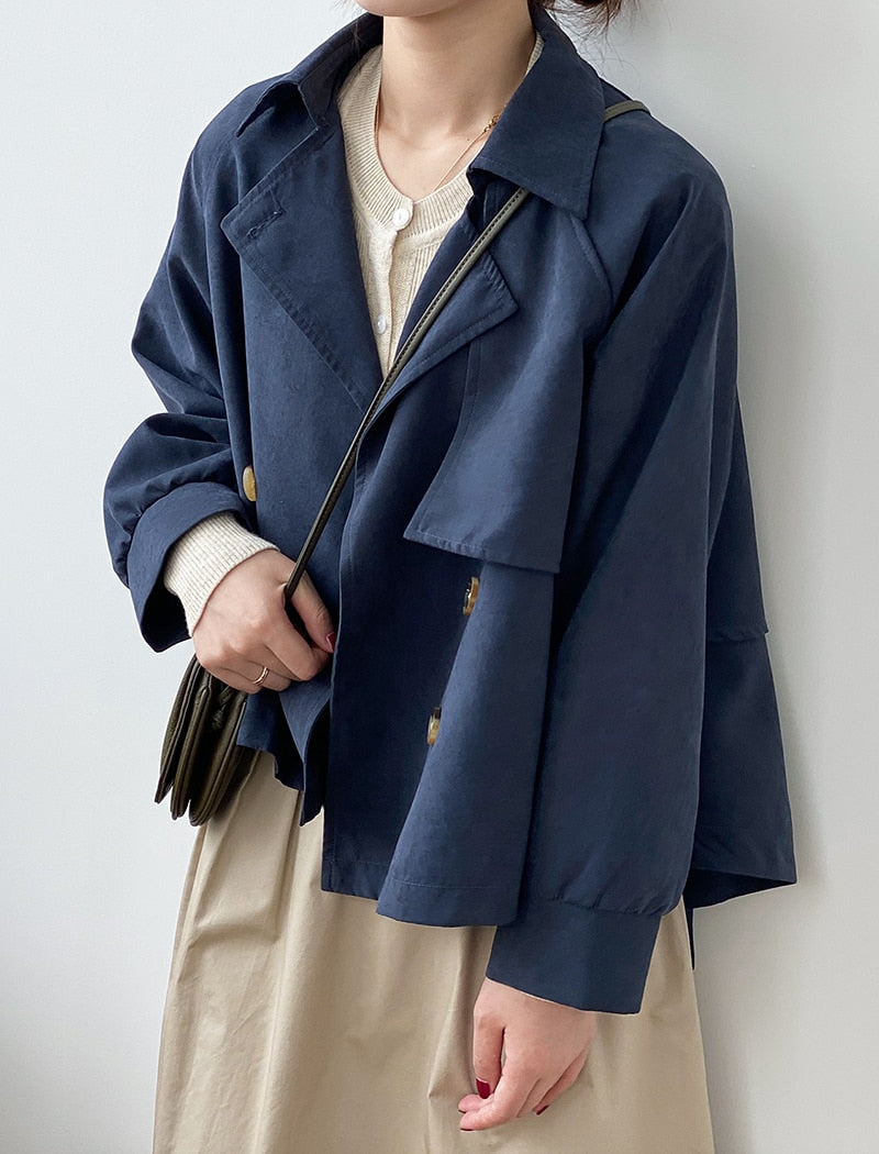 Double Breasted Long Sleeve Trench Coat