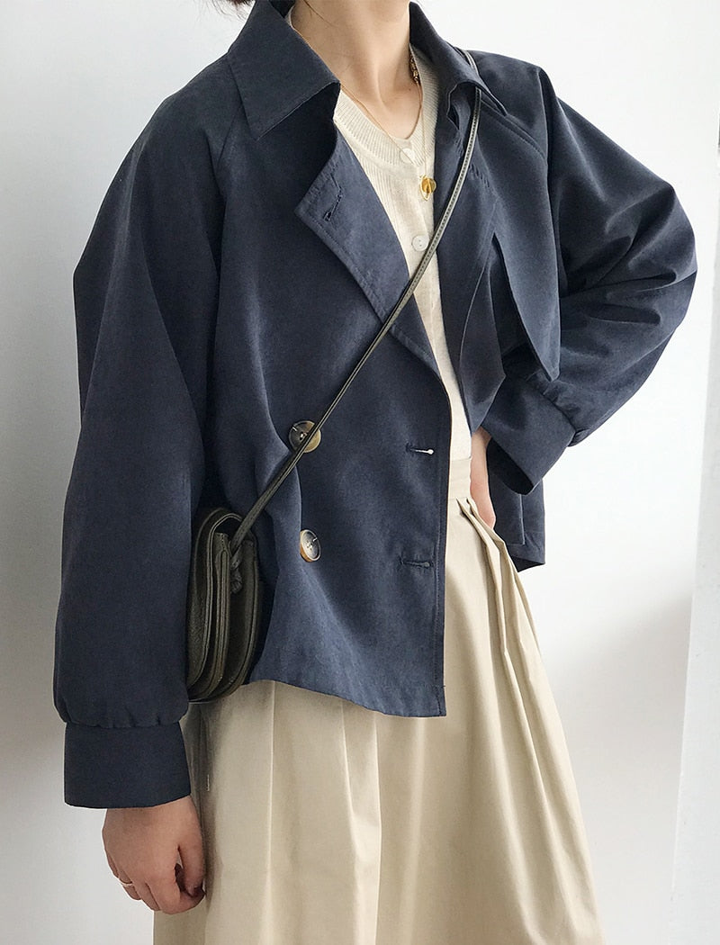 Double Breasted Long Sleeve Trench Coat