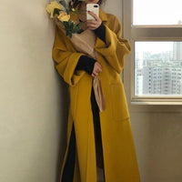 Elegant Solid Long Wool Coat