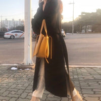 Elegant Solid Long Wool Coat