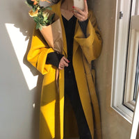 Elegant Solid Long Wool Coat