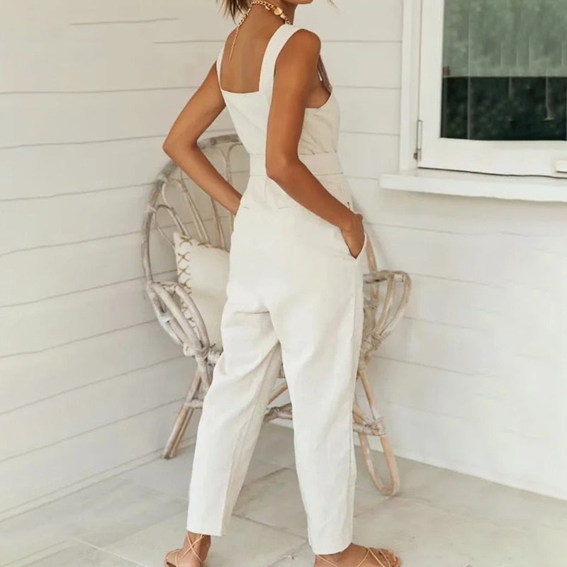 Casual Jumpsuit Sleeveless with Belt