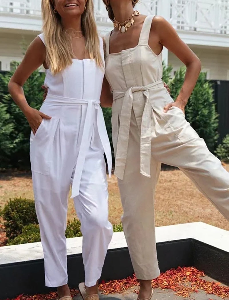 Casual Jumpsuit Sleeveless with Belt