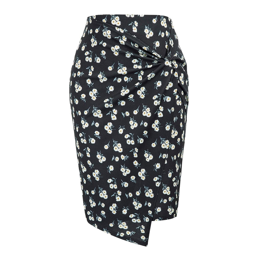 Multicolor Allover Floral Pencil Skirt