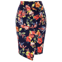 Multicolor Allover Floral Pencil Skirt