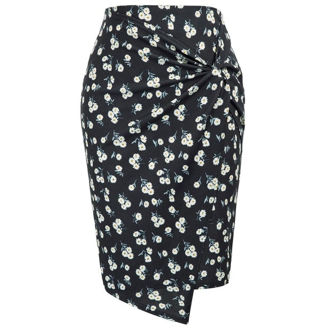 Multicolor Allover Floral Pencil Skirt