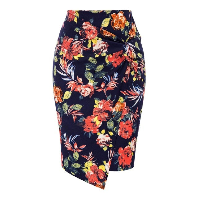 Multicolor Allover Floral Pencil Skirt