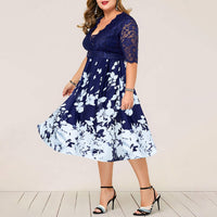 Floral Print Patchwork Dress