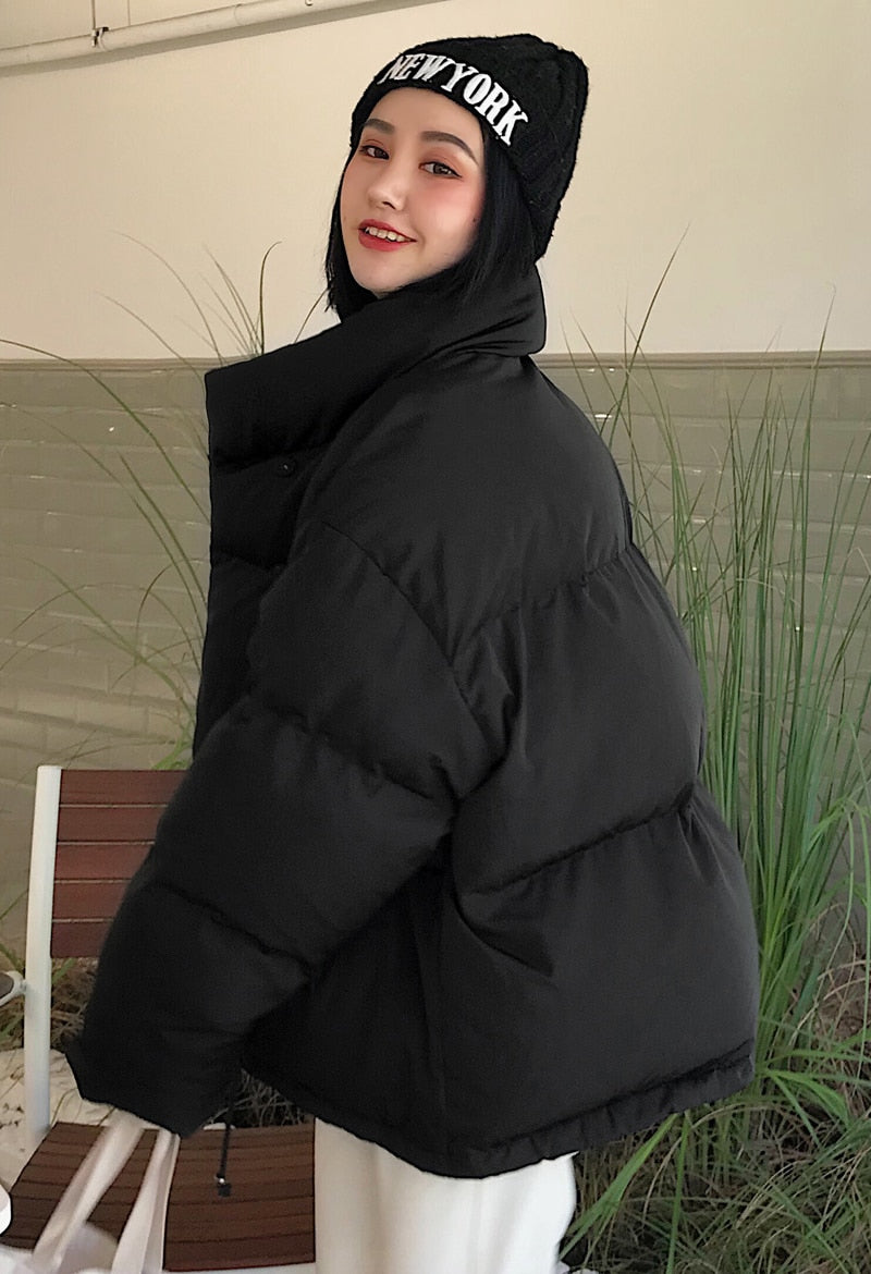 Winter Solid Down Jacket Coat With Pockets