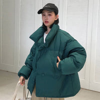 Winter Solid Down Jacket Coat With Pockets