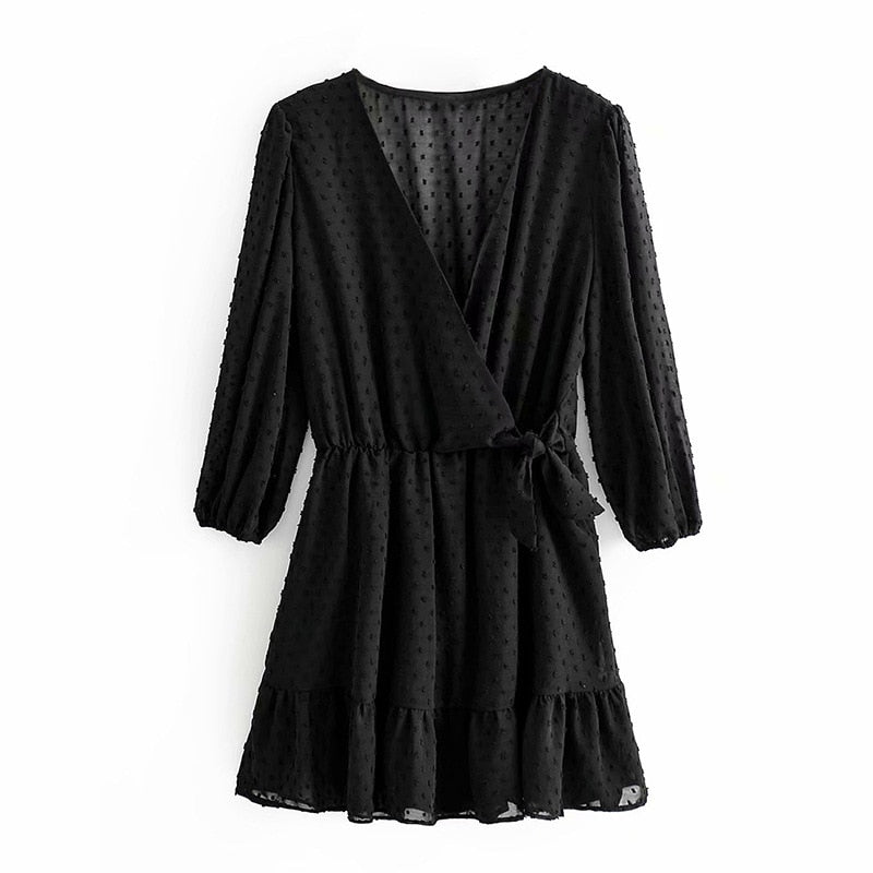 Casual Ruffles Lace Chiffon Dress