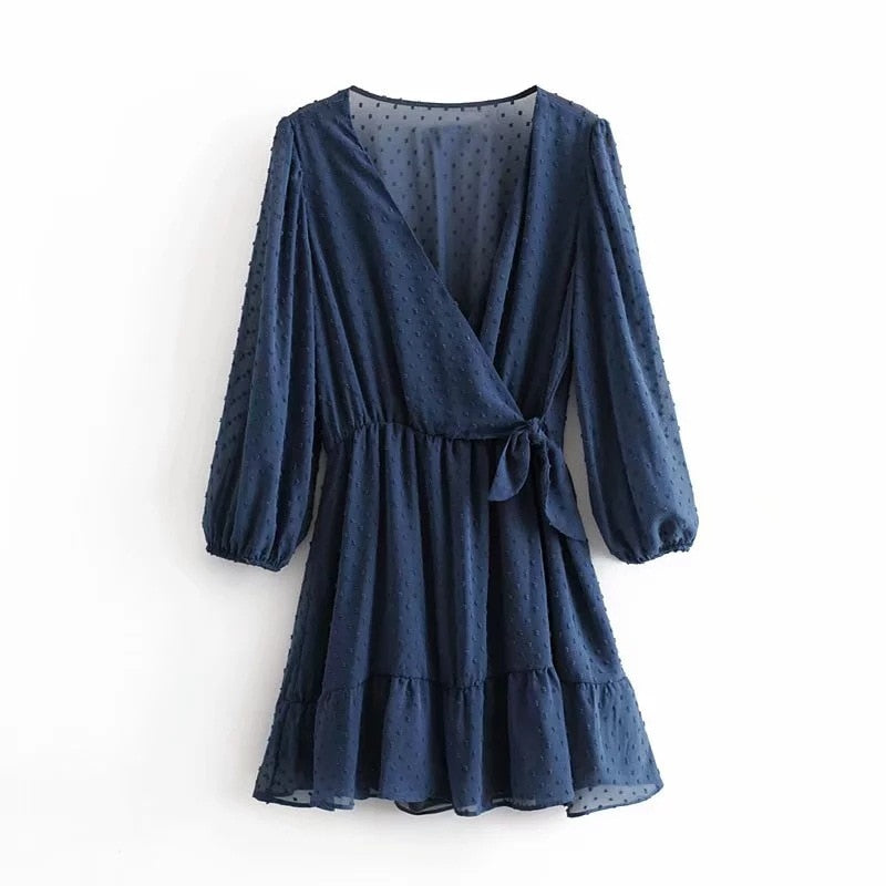 Casual Ruffles Lace Chiffon Dress