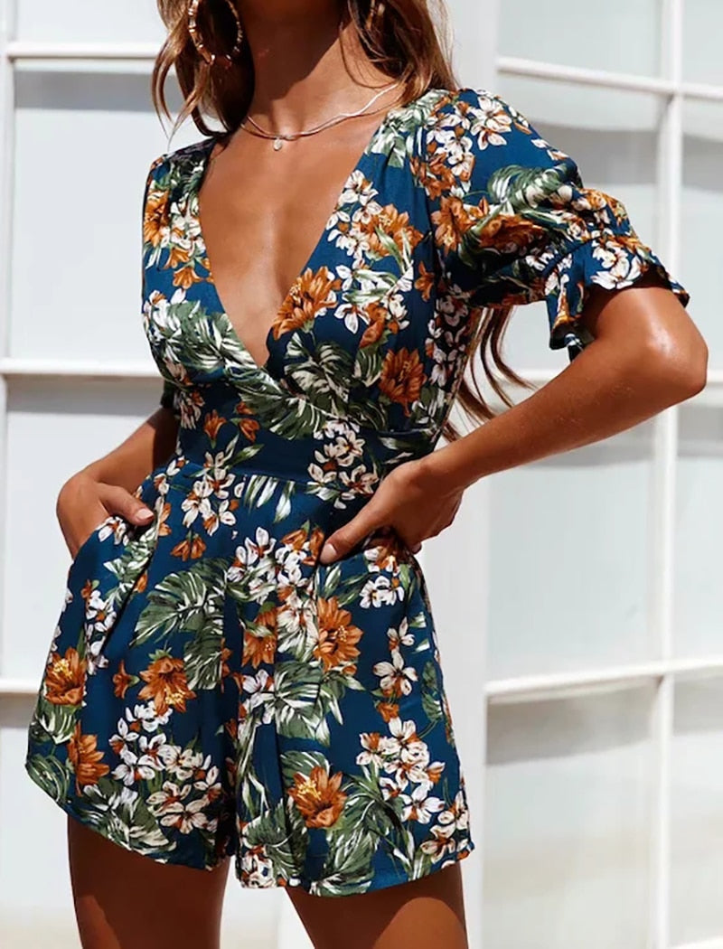 Boho Style Floral Playsuit