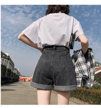 High Waist Button Denim Shorts