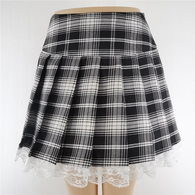 Plaid Side Slit Bodycon Mini Skirt