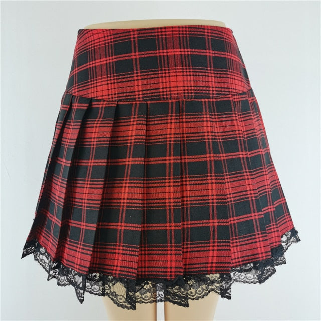 Plaid Side Slit Bodycon Mini Skirt