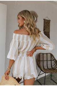 Off Shoulder Lantern Sleeve Rompers