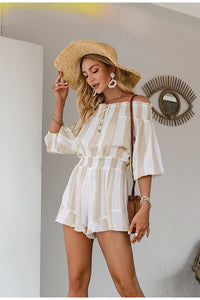 Off Shoulder Lantern Sleeve Rompers