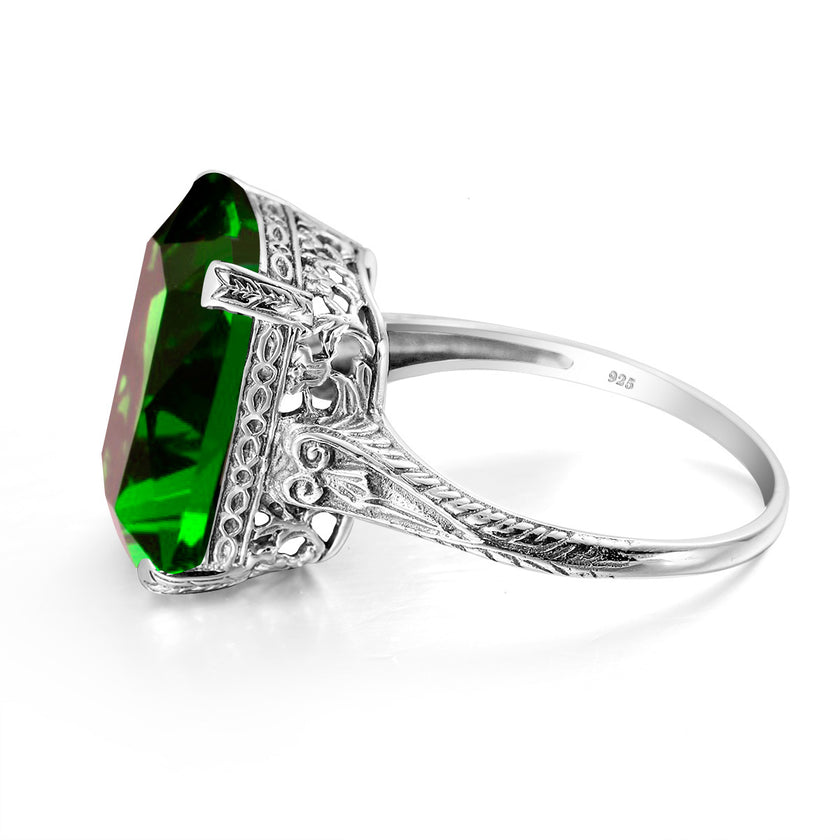 Genuine Peridot Solitaire 925 Sterling Silver Ring