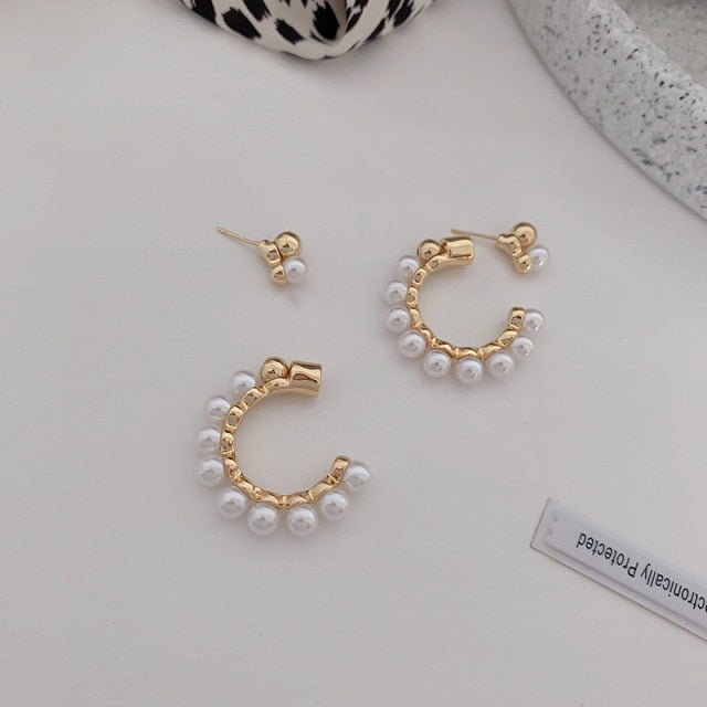 Trendy Elegant Big Simulated Pearl Earrings