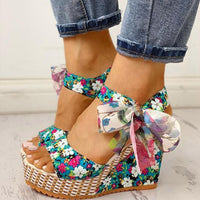 Floral Print Wedge Shoes