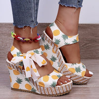 Floral Print Wedge Shoes