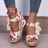 Floral Print Wedge Shoes