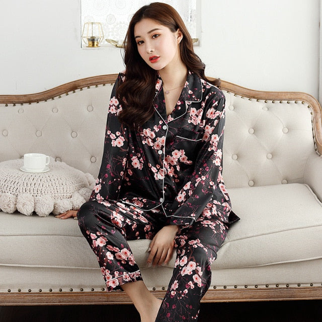 Breathable Satin Pajamas Set