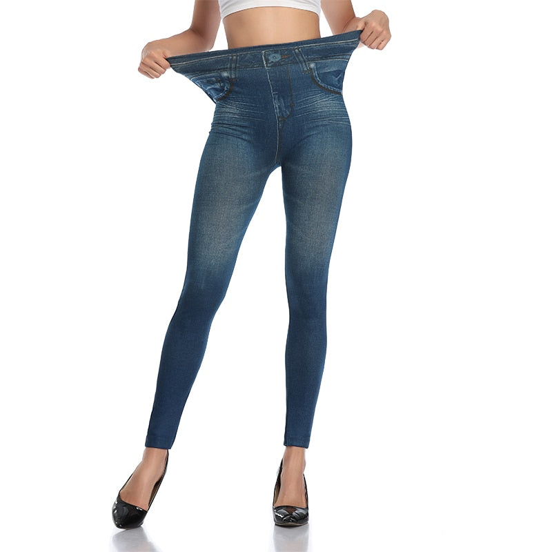 Solid Elastic Waist Jeans