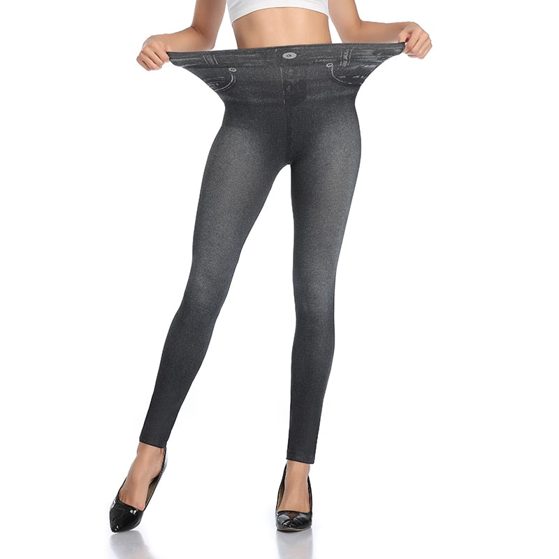 Solid Elastic Waist Jeans