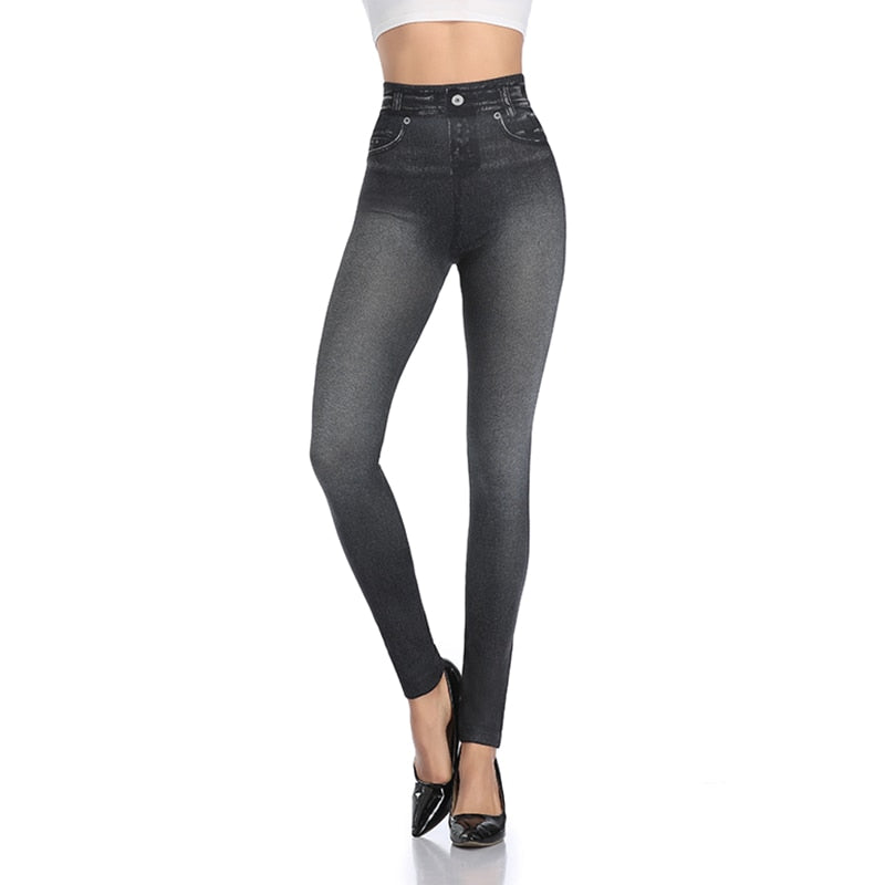 Solid Elastic Waist Jeans